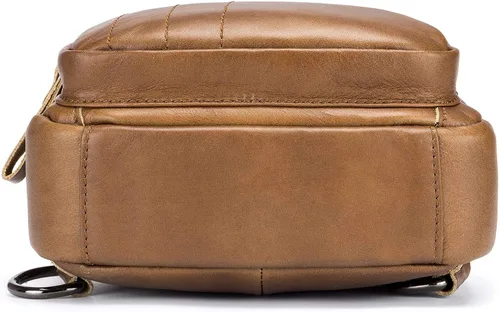 Vista 4 de Bolsos cruzados para hombre, bolso bandolera de cuero, mochilas casuales para el pecho, bolsa de hombro, mochilas de senderismo de viaje