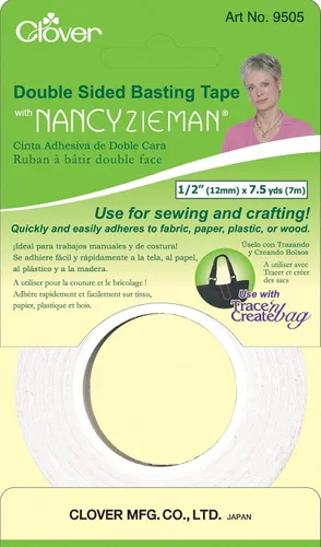 Vista 2 de Clover 9505 Cinta de hilvanar de doble cara con Nancy Zieman, 1/2 pulgada por 7.5 yardas.