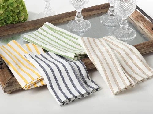 Vista 3 de Saro Lifestyle Servilleta de mesa de algodón con diseño a rayas (juego de 4), 20 pulgadas, lima