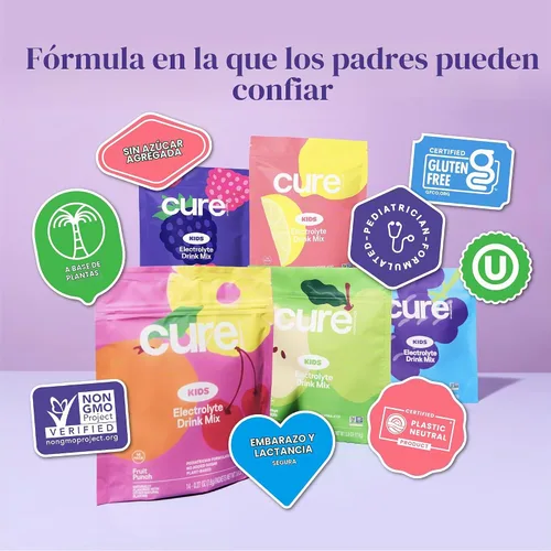 Vista 6 de Cure Hydration - Bebida electrolítica en polvo para niños, uva clásica, 14