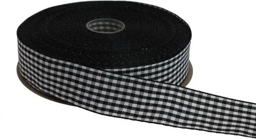 Vista 9 de Cinta a cuadros de 50 yardas cada rollo 100% poliéster con borde tejido (1/1-2 pulgadas x 50 yardas, negro)