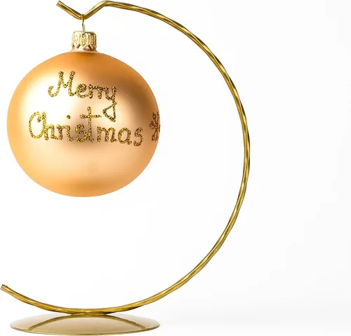 Vista 4 de Adorno de Navidad, dos ángeles orantes, bola de vidrio soplado de 3 pulgadas (3.150 in) (ángeles rezantes, oro - ángeles blancos)