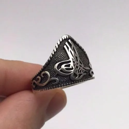 Vista 3 de Anillo de plata de ley 925 para hombre con diseño otomano turco