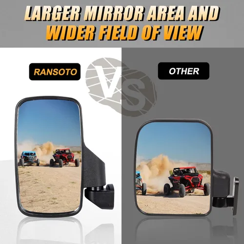 Vista 6 de Espejo retrovisor lateral UTV y espejo central compatible con Polaris Ranger 500 570 900 1000 XP, Ranger Diesel, ETX/EV, General 1000, Can-Am