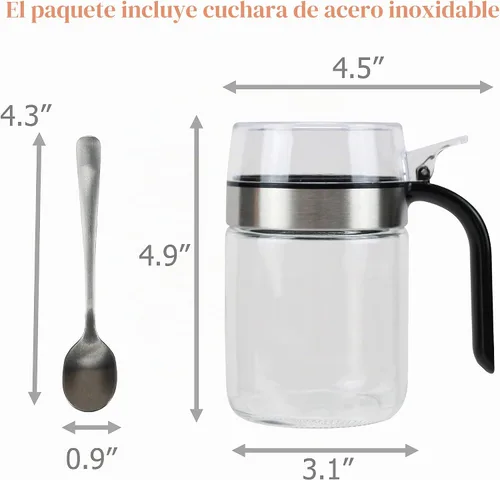 Vista 4 de EIKS - Maceta de vidrio para condimentos con cuchara