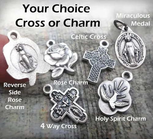 Vista 3 de Collar de oración de Arcángel Rafael, llavero o clip, joyería católica de San Patrón, personalizable con opción inicial o piedra natal de cristal