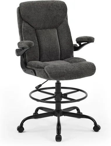 Vista 3 de Silla de dibujo de oficina gris - Silla de oficina alta de tela para Gris-h