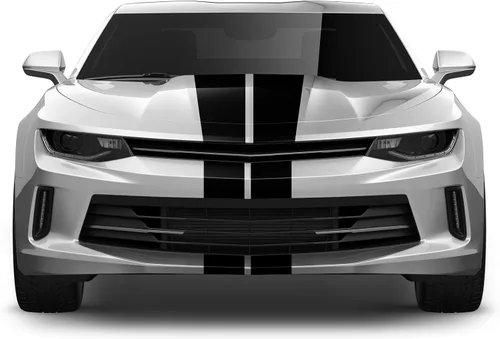 Vista 2 de Calcomanías de rayas deportivas dobles compatibles con Chevrolet Camaro 2016 (negro)