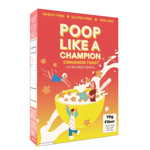 Vista 9 de Poop Like A Champion Cereal alto en fibra – Sabor tostada de canela Apto para dieta cetogénica baja en carbohidratos sin gluten y saludable