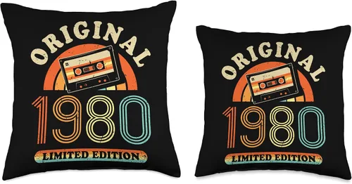 Vista 3 de Retro Limited Edition 1980 Cassette Tape 44th Birthday Throw Pillow