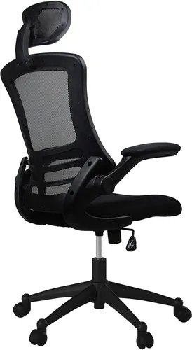 Vista 7 de Techni Mobili Silla de oficina de malla de respaldo alto con reposacabezas Negro