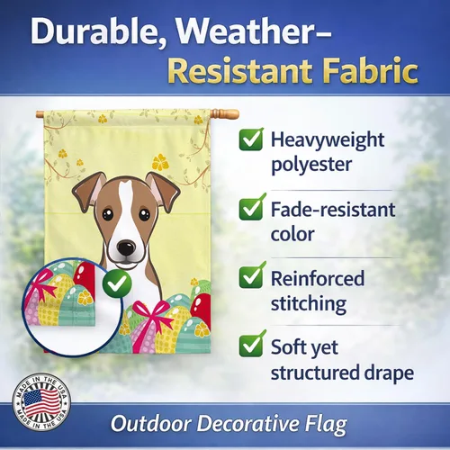 Vista 406 de Caroline's Treasures BB1923GF Bandera decorativa para jardín con diseño de Border Collie, para caza de huevos de Pascua, para jardín, jardín, patio