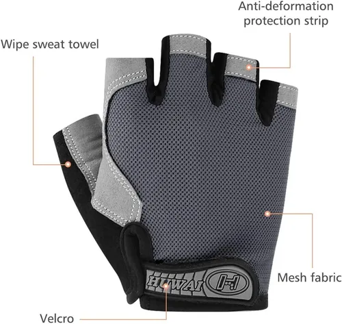Vista 3 de Accmor Guantes de ciclismo para hombres y mujeres, guantes de bicicleta de medio dedo, guantes de bicicleta MTB, guantes antideslizantes que