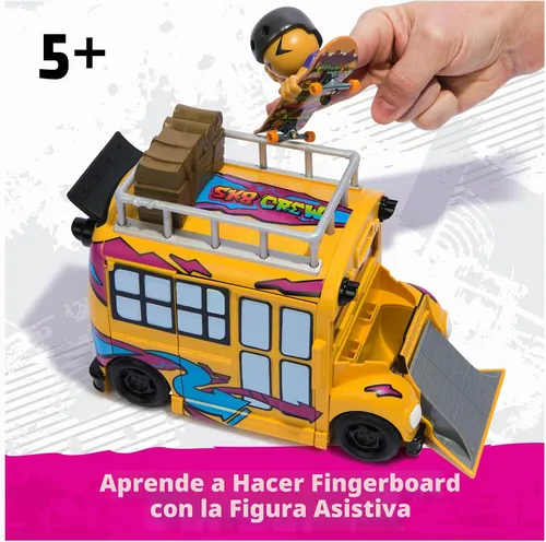 Vista 3 de TECH DECK Sk8 Crew 2-en-1 Autobús Ultra Sk8 Transformable & Almacenamiento con Diapasón y Figura, Minipatinetas Coleccionables, Juguetes para Niños