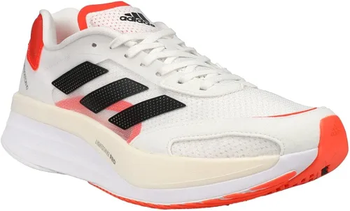 Vista 2 de adidas Adizero Boston 10 - Tenis para mujer TurboSandy Beige MetLegacy Indigo
