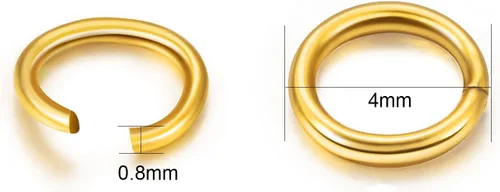 Vista 4 de Anillos de salto para fabricación de joyas – 100 anillos de salto abiertos de oro de 14 quilates de 0.157 pulgadas, anillos de salto de joyería