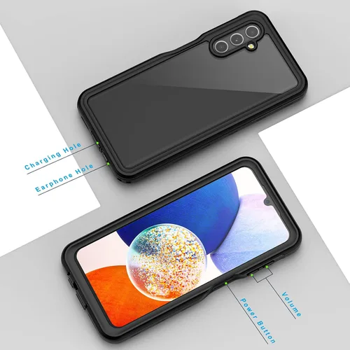 Vista 6 de Lanhiem Funda para Samsung Galaxy A14 5G, IP68 impermeable a prueba de polvo, protector de pantalla integrado, funda protectora de cuerpo completo