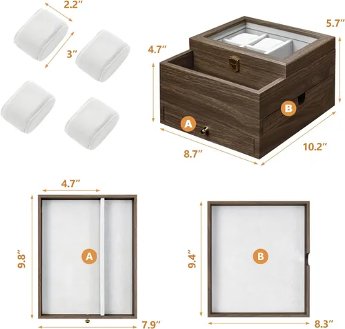 Vista 4 de Homde Paquete de caja una caja de reloj + una caja de joyería de cristal
