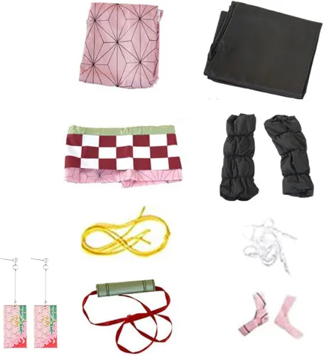 Vista 3 de Kamado Cosplay traje Kimono traje traje traje traje de traje con pendiente de bambú para mujer