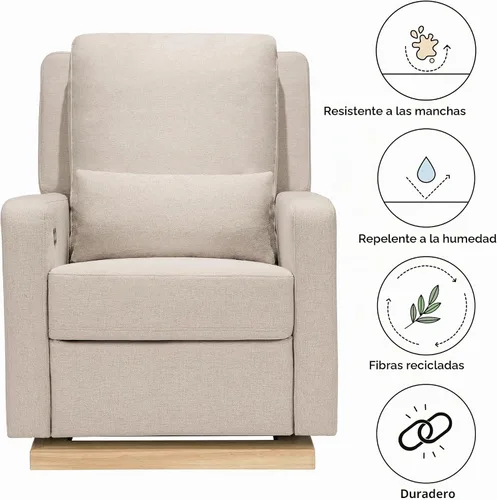 Vista 8 de Babyletto Sigi Recliner/Glider para guardería en Performance Beach Tejido ecológico Performance Beach