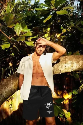 Vista 5 de Traje de baño para hombre estilo hawaiano, con forro de malla, tipo short para playa, con bolsillos