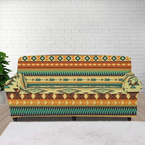Vista 16 de Funda de sofá de Seater, estilo bohemio, antiarañazos, diseño tribal navajo, nativo americano, diseño tribal, funda de sofá, lavable, elástica