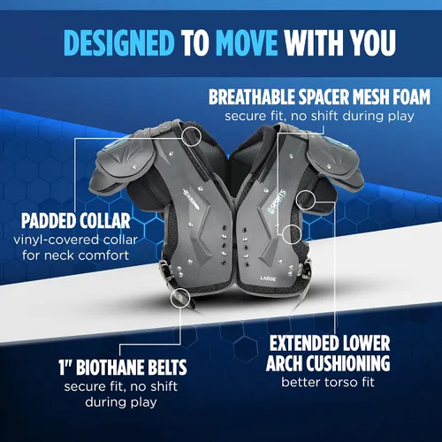 Vista 2 de Sports Unlimited Adult Football Shoulder Pads, Mens Shoulder Pads for Football (Stealth/Xcalibur)