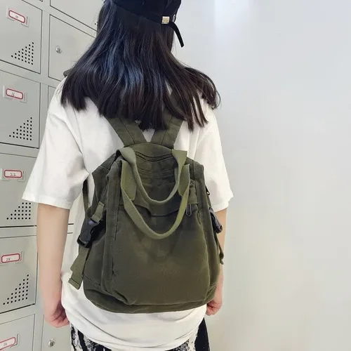 Vista 2 de Sumleno Mochila pequeña de lona bohemia para mujer, estilo vintage, bolsa de viaje al aire libre, mochila casual grunge, estética, hippie, Y2K