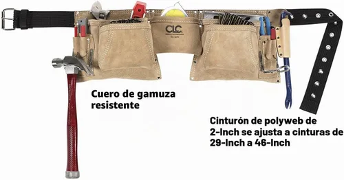 Vista 3 de Cinturón portaherramientas Custom Leathercraft de ante, muy resistente y para utilizar en trabajos de construcción