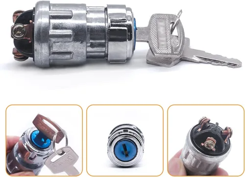 Vista 5 de mankk Interruptor de encendido de 3 cables con llave de 12 V, interruptor universal de arranque de motor, apagado/encendido (arranque), 3 posiciones
