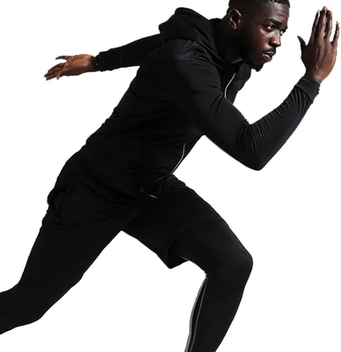 Vista 4 de BUYJYA 5 piezas de pantalones de compresión para hombre, camisa de manga larga, conjunto atlético, ropa de gimnasio, entrenamiento, regalo del día
