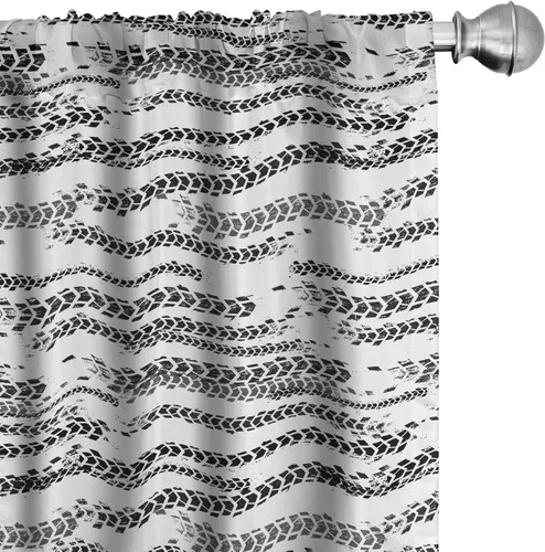 Vista 47 de Ambesonne Paquete de 2 cortinas otoñales para ventana, diseño otoñal con formas intrincadas en espiral y estampado de hojas voladoras, juego ligero