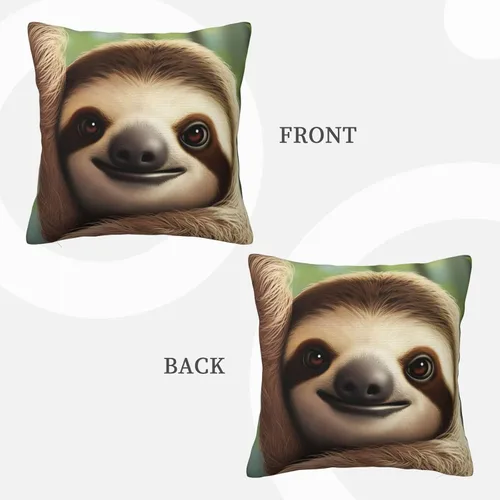 Vista 3 de Fundas de almohada decorativas de 20 x 20 pulgadas, fundas de almohada de doble cara para sofá, lindo perezoso, fundas de almohada de felpa suave