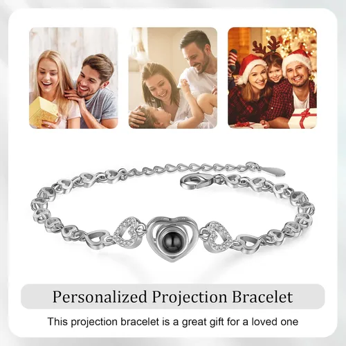 Vista 6 de Jewelstruck Pulsera con imagen en el interior, pulsera personalizada de proyección de fotos, pulsera conmemorativa personalizada para mujeres