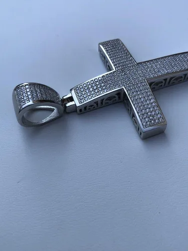 Vista 8 de Harlembling Solid 925 Sterling Silver Iced Cross Pendant - Men's - 2x1.5 20 Grams - Fits Up To 8mm Chains!