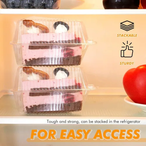 Vista 3 de 300 recipientes de plástico transparentes para tartas con tapas de 4 pulgadas con tapa con bisagras para pastel de queso, para embalaje para llevar