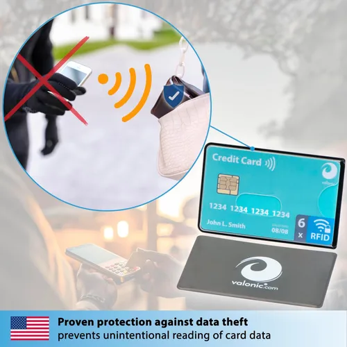 Vista 2 de valonic Juego de 6 fundas de bloqueo RFID - frontal transparente, funda protectora de tarjeta de crédito para billetera - Bloque de protección