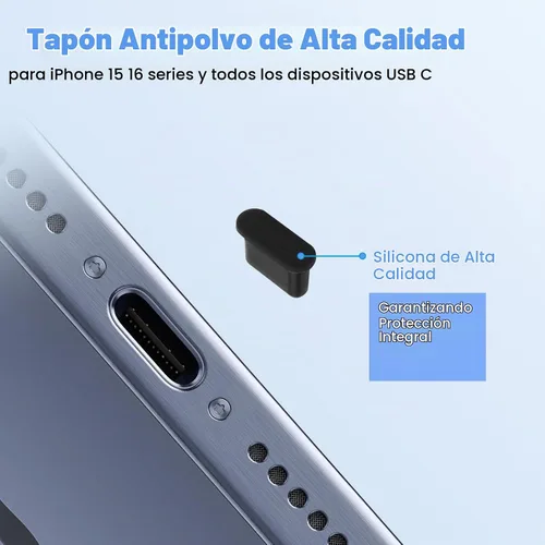 Vista 5 de Cubierta de puerto USB C para iPhone 15 16 17 Series, cubierta de altavoz de teléfono USB C, limpiador de puerto de carga de teléfono para Samsung