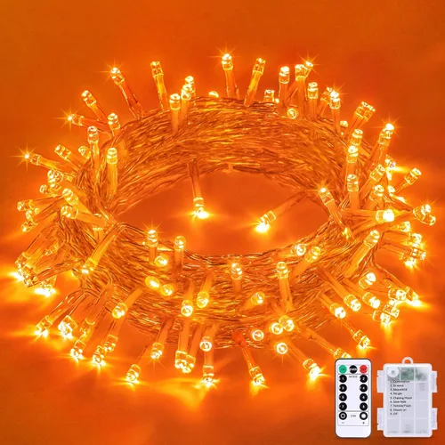 Vista 21 de JMEXSUSS Luces de Navidad multicolor que funcionan con pilas con 8 modos de control remoto, impermeables, 33 pies, 100 luces LED de Navidad