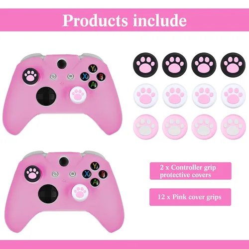 Vista 4 de Chalyna 14 Pcs Controller Skins Anti-Slip Accessories Set Silicone Cover Protector Case Compatible with Xbox OneSX Controller WirelessWired Gamepad