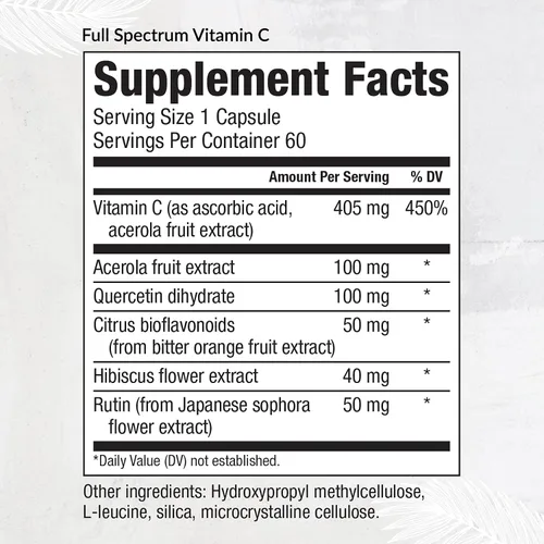 Vista 2 de Equilife Suplemento de vitamina C Full Spectrium, con quercetina, 60