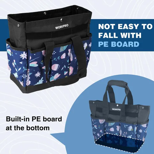 Vista 6 de WORKPRO Bolsa de herramientas de jardín, bolsa Oxford resistente de 9 bolsillos, soporte para kit de herramientas de jardinería, 12 x 12 x 6