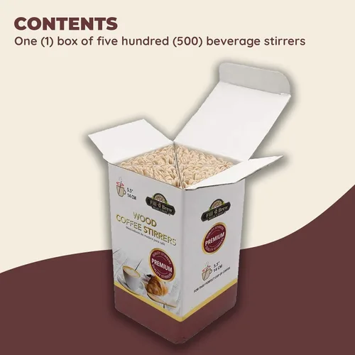 Vista 2 de Fill 'n Brew Agitadores de madera para café, té y bebidas (5.5 "de longitud, 500 unidades): 1 caja/500 palitos para remover