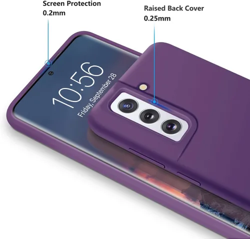 Vista 5 de Funda diseñada para Galaxy S21 FE, silicona líquida de goma a prueba de golpes, forro de tela de microfibra suave, compatible con Galaxy S21 FE