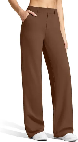 Vista 10 de G4Free EverGoing - Pantalones de vestir de pierna ancha para mujer con Gris-oscuro