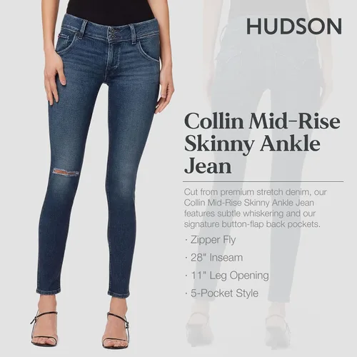 Vista 2 de HUDSON Jeans ajustados de tiro medio para mujer, con bolsillos traseros con solapa