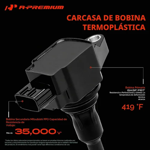 Vista 6 de A-Premium Paquete de bobinas de encendido del motor compatible con Nissan