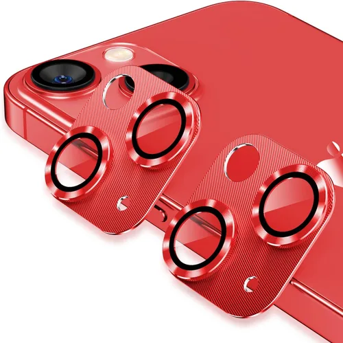 Vista 10 de Korecase [Paquete de 2] Diseñado para iPhone 13 / iPhone 13 Mini protector de lente de cámara de vidrio templado, cubierta de metal de aluminio