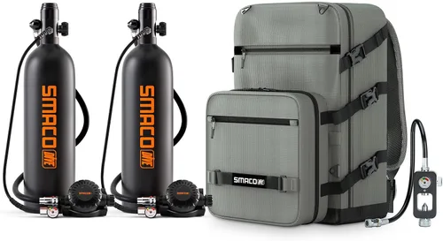 Vista 16 de SMACO Mini tanque de buceo 1.9L Tanque de buceo portátil (2 piezas) Reutilizable Buceo Pony Botella de Respaldo Cilindro de aire de buceo hasta 30
