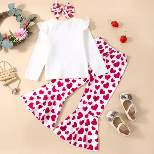 Vista 3 de Conjunto de camisetas de manga larga + pantalones acampanados de leopardo para otoño